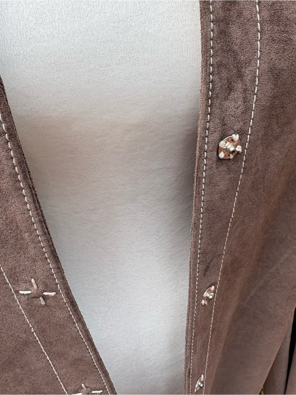 BCBG Max Azria Brown Suede Leather Western Shirt Jacket Size M - Picture 4 of 11